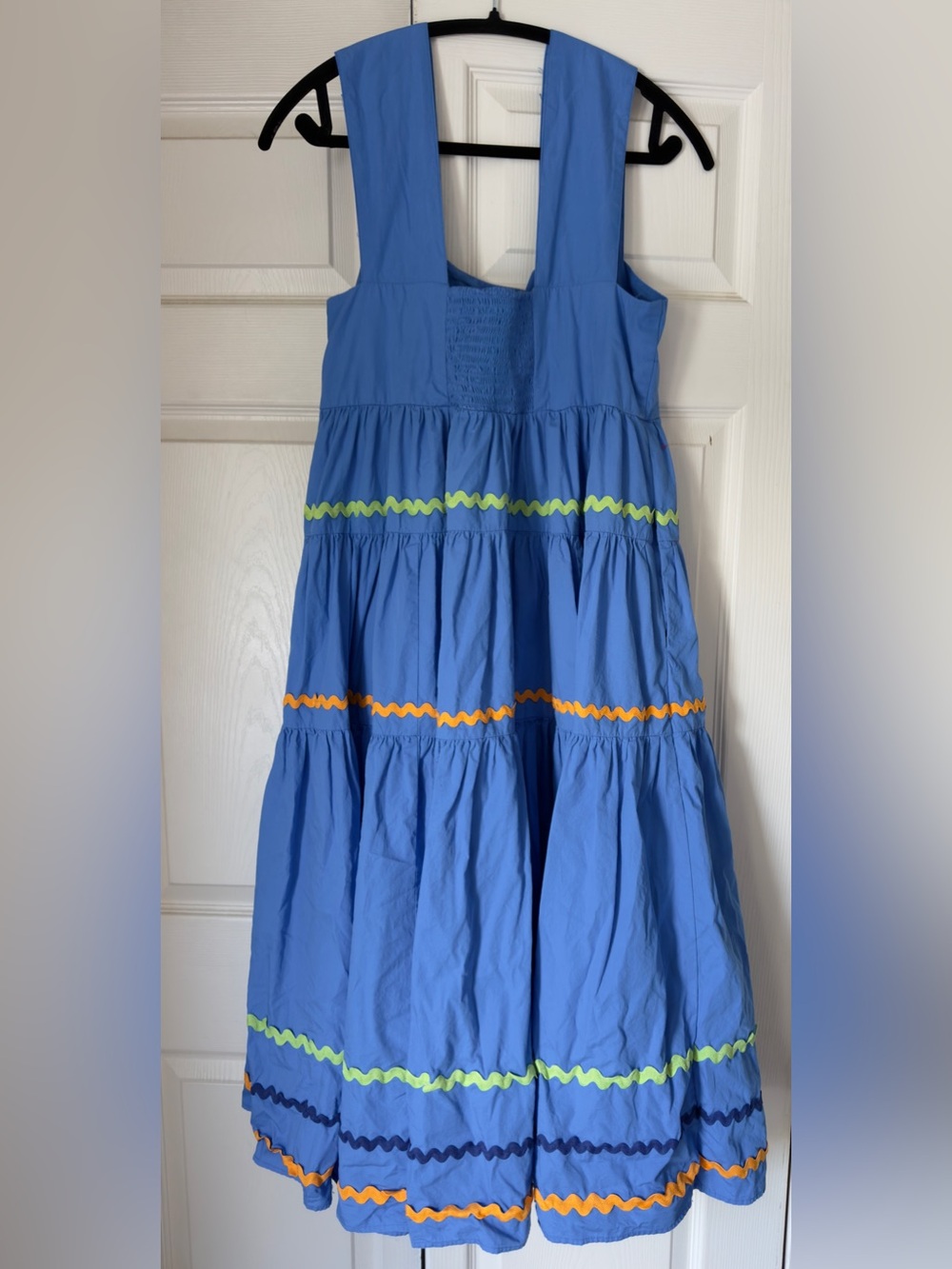 Maeve Anthropologie Blue Tiered Maxi Dress with Multicolor Ric Rac - Picture 5 of 5